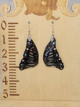 Load image into Gallery viewer, Real Butterfly Wing Earrings - Blue Crystals
