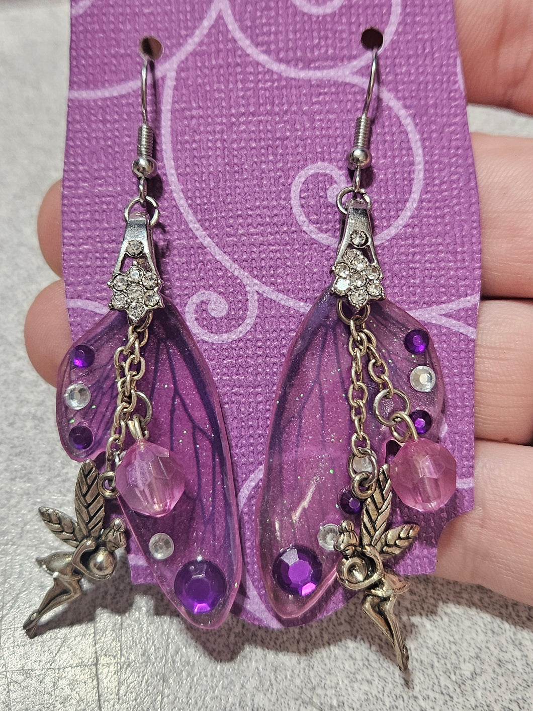 Purple Fairy Wing Earrings