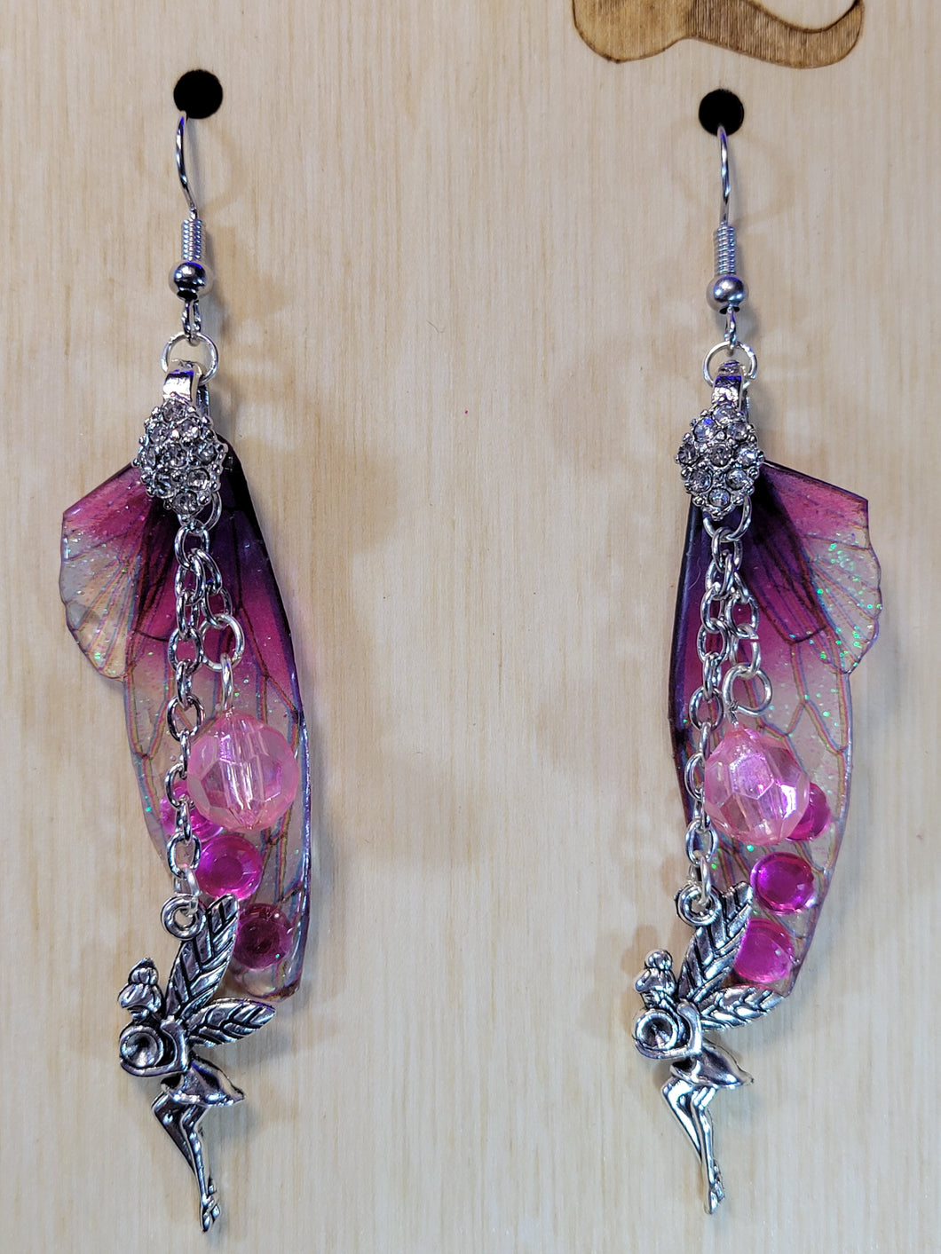Purple and Pink Fairy Wing Earrings #1