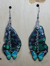 Load image into Gallery viewer, Green Butterfly Wing Earrings - Medium

